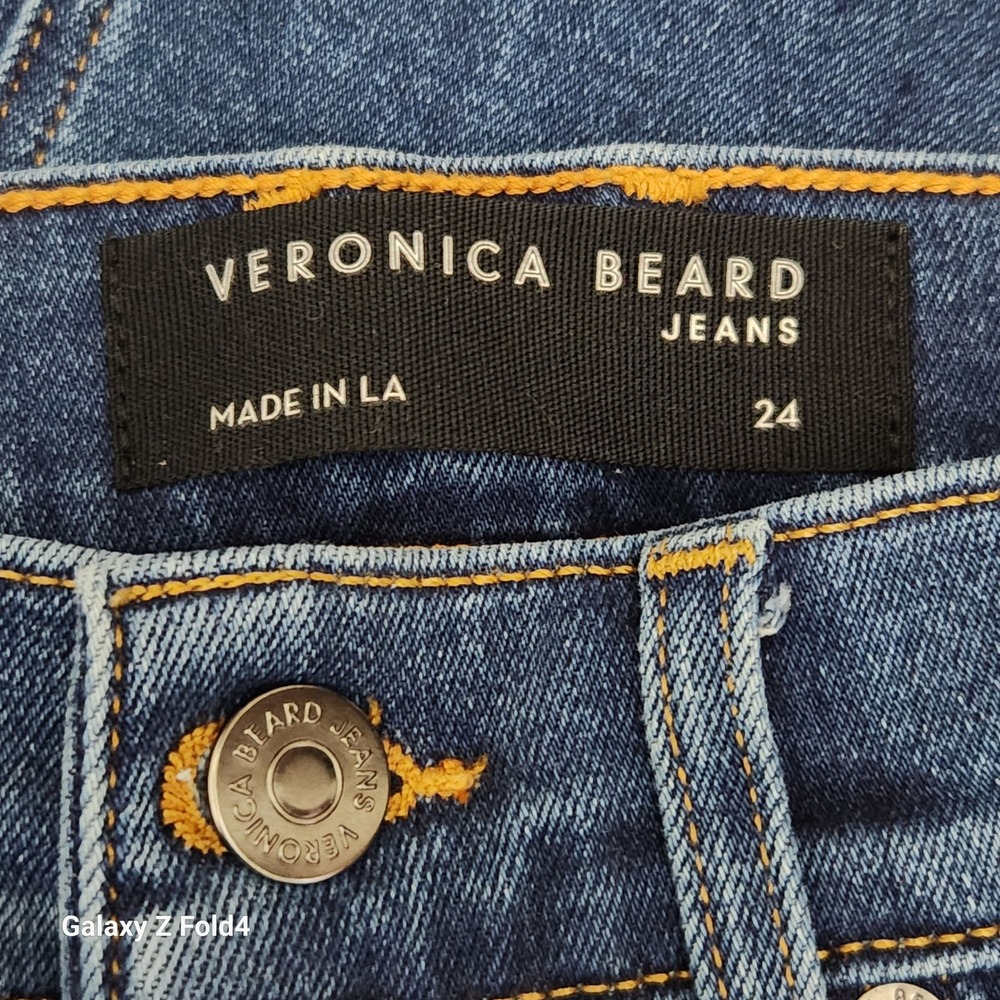 Veronica Beard Carson Kick-Flare High-Rise Jeans Washed Oxford Blue 24
